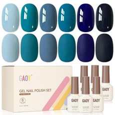 GAOY Navy Blue Gel Nail Polish Set 6 Colors Dark Light Blue UV Light Cure Gel Polish for Nail Ar