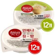 햇반 백미밥 210 g 12p + 현미밥 210 g 12p 세트, 24개