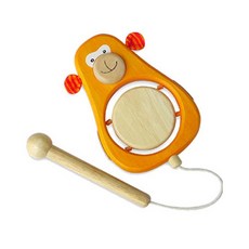 원숭이캐릭터 나무드럼 유아 악기놀이 아기장난감북, 1개, 혼합색상