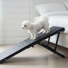 노야 강아지계단 슬라이드 논슬립 높이조절 접이식 철제 애견스텝, 1개, 블랙
