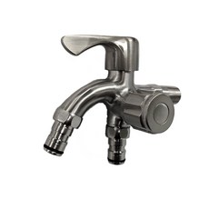 L-SHOP ST304 다용도 수도꼭지 2구형 세탁호스 물호스 원터치 체결, 1개