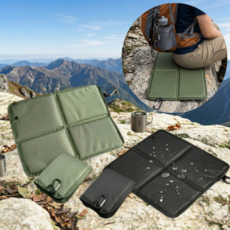 글로우포레 간편한 초경량 등산 휴대용 접이식 방석 2개, 카키,블랙