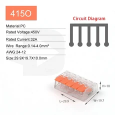 레고호환 라이트 블록 라이트브릭25/50/100PCS 주황색 레버 와이어 커넥터 2/3/4/5 핀 소형 도체 푸시 인, 02 25PCS, 03 Orange 415