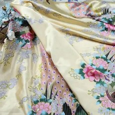 실크원단 프린트 시뮬레이션 실크 새틴 원단 기모노 DIY 바느질 꽃 가정 가구 장식 재료 천 200x150cm, 27) 27  200x150cm, 1개