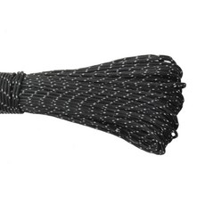 CAMPINGSKY Paracord 2mm 반사 로프 3 가닥 코어 야외 캠핑 코드 낙하산 코드 매는 밧줄 텐트 다기능, 15미터, 블랙 반사, 1개