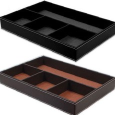 필기구 홈오피스 서랍 가죽 분류 수납 정리 사무실 책상 소품 트레이 액세서리, 1개, 블랙