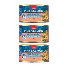 콜스 연어 통조림 캔 Coles Salmon Springwater, 3개, 95g