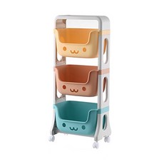 兒童玩具收納架 多層分類 滑輪設計 卡通造型 環保材質, Multicolor combination, 1套