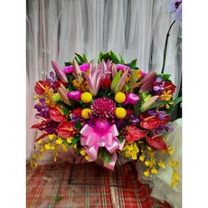 福德正神敬神拜拜還願盆花 - 台北市花店 適用於生日/派對/畫展/開幕開市/榮升榮調/喬遷/會員大會/競選總部成立, 1個