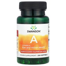 Swanson 스완슨 비타민 A 10 000 IU 3 000 mcg RAE 250 소프트젤 보충제, 1