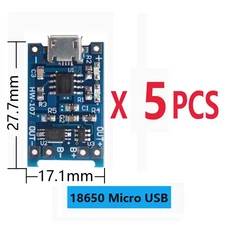 5Pcs Type-c/마이크로 USB 5V 1A 18650 TP4056 보호 기능이 있는 리튬 배터리 충전기 모듈 충전 보드 이중, [03] 5PCS, 03 5PCS-18650 MICRO, 1개