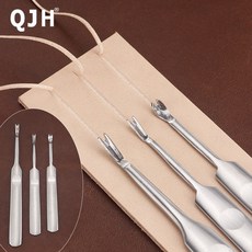 치즐 가죽공예 1세트 프리미엄 스테인레스 스틸 가죽 공예 슬롯 도구 세트 - 그루버 V U 모양 가우징 엣지 스카이빙 나이프 DIY 펀치, [01] 옵션1