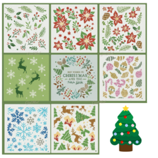 제니미엘 크리스마스 스텐실 세트 트리/눈송이/산타 DIY 연말 파티 카드 꾸미기