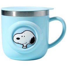 史努比兒童牛奶杯 寶寶喝牛奶早餐杯 水杯 兒童杯 幼兒水杯 耐摔不鏽鋼杯 刻度杯, 藍