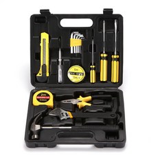 家用手工工具箱 螺絲刀 錘子 老虎鉗 維修五金百貨工具組, 1套, 16件套黑殼加厚基礎款