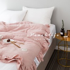 Peachlife 公主風荷葉邊涼被 女孩春夏季薄被子 木耳邊被子 質感涼被