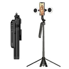 Funsnap逗映 2024新款智慧型AI跟拍手機支架 拍攝美顏補光直播四腳架, 套裝版本-附雙補光燈, 1個, 001