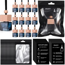 Boao 걸이식 자동차 공기 청정기 디퓨저 병 50세트 설명서(한글이 아닐 수 있음) 및 15.2 x 15.2cm(4 6인치) 재밀봉 가능한 홀로그램 백 빈 에센셜 오일 향, 1개(50개입 팩), 50, 블랙