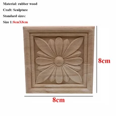 천연 아플리케 장식 데칼 도색되지 입상 조각 신제품 나무 캐비닛용 몰딩 않은 가구, 8cmX8cm