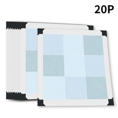 Fowod 유럽풍 스타일 주방 욕실 미끄럼 방지 방수 타일 몰딩 바닥 시트지, 20개, 푸른색