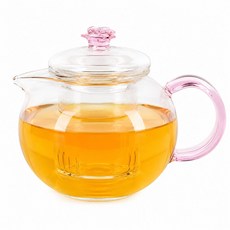 핑크장미 원형 유리 차주전자 티포트 400ml rkr935mq, 1개, 1ml, 단일