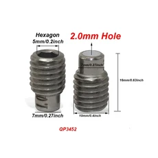 육각 소켓 스레드 노즐 1.8 2.0 1.5 1.2 1.1 1.0 0.9 0.8mm 금속 재질 고압 로터리 워터 건 노즐 배출구, 08 2.0mm, 1cm