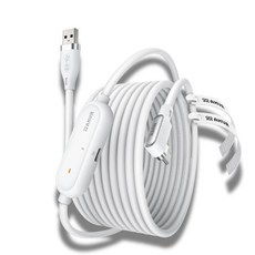 AMVR VR Link Cable 適用於 Oculus Quest 3/Quest 2/Pico 4/Pico 3 USB-A 轉 USB-C 5Gbps 18W 快充 VR配件, 白色, 1個, LC5