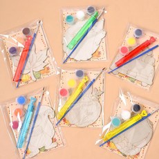 리우부징잉 12종 세트 부활절 미완성 목재 장 에 버블 완드 미니 수채화 물감 브러시 가방 카드 메이플 호박 나무 컷아웃 DIY로 파티를 위한 공예 (6가지 스타일)