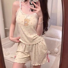 여성 순면 여름 이너웨어 세트 투피스 키티잠옷세트 키티파자마세트