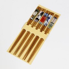 無國界雜貨舖 日本製 筷子 673013 抗菌加工 5入筷組 天然木筷 止滑筷 竹筷 日本筷子, 1個, 浮世繪 #673013