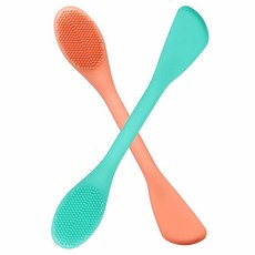 YEADMAL 실리콘 페이스 스크러버 2 in 1 마스크 브러시 모공 블랙헤드 리무버 페이셜 클렌징 머드용 어플리케이터 클레이 핑크 퍼플, Green+orange, 1개