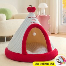 luna 인디언 펫 하우스 강아지 고양이 겨울용 보온 텐트 사계절 반려동물, S 3.5kg 이하, 1개, 크리스마스 애플 담요 포함