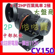 CY150 單相多翼式送風機 6英吋 1/2HP 2P 百葉風車, CY150+10尺電源線+