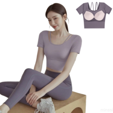 패드내장 여성용 체형커버 요가 브라탑 필라테스 트레이닝복