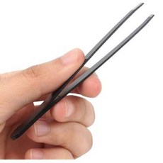 일자형 블랙 메탈 쪽집게 핀셋 1Pmi-67cAO
