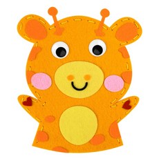 小布的雜貨 DIY動物手偶材料包 趣味創意手作 益智美勞玩具, 1個, DIY動物手偶 - 長頸鹿