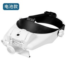 太陽火USB充電頭戴式頭戴式放大鏡LED燈，多功能電子主機板元件維修雕刻專用，眼鏡式美容放大鏡, 1個, 白色电池款6组镜片