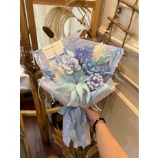 모루 꽃다발 키트 철사 만들기 DIY 모루공예 졸업식, 블루 라지 릴리, 1개