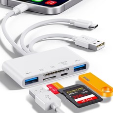 5in 메모리 카드 리더 iPad USB C 및 A 장치용 OTG 어댑터 SD 리더마이크로 슬롯 포함 SDMicro SDSDHCSDXCMMC 지원, BlackRed