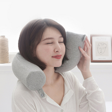 뉴에잇 접히는 여행용 목베개 목쿠션, 그레이