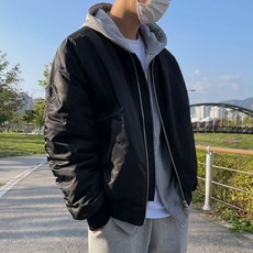 Bikend studio 男士高級舒適連帽可拆卸 MA-1 航空套頭衫 [1075]