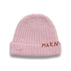 마르니 로고 자수 골지 니트 비니