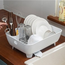 물빠짐 화이트 자동배수 심플 식기건조대 그릇정리대 1단, 1개