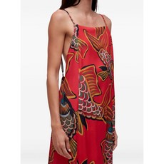 오스클렌 발룬 페이크 오픈 백 맥시 드레스