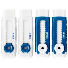 M&G 슬라이딩 접이식 고무 지우개 6팩 투명 플라스틱 슬리브가 있는 푸시 풀 대형 연필 지우개 사무실 제도 및 일상 사용을 위한 부드러운 고무 지우개, 블루 + 화이트