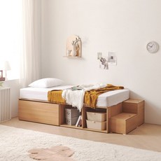 (시크릿) (빅서랍)플렌티 대용량 높은수납침대SS 오픈형 SET+독립봉합 매트리스, 그레이