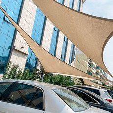 그늘막 천막 선쉐이드 차광막 PU 방수 삼각 3.6x3.6x3.6M+로프, 샌드베이지