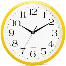 Bernhard Products Hunter 그린 벽시계 무소음 - 40.6cm(16인치) 엑스트라 라지 품질 쿼츠 배터리 작동 원형 읽기 쉬운 가정/사무실/비즈니스/주방/교, Yellow