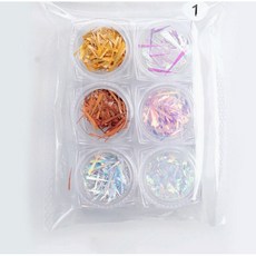 極光精靈碎片 6色套組 冰塊鏡面指甲飾品, 1個, 1號