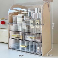 투명 플리츠 아크릴 수납 정리대 보관 트레이 보관함 진열대 화장품 진열장 선반 수납함 화장, N. 밀키 화이트 대용량